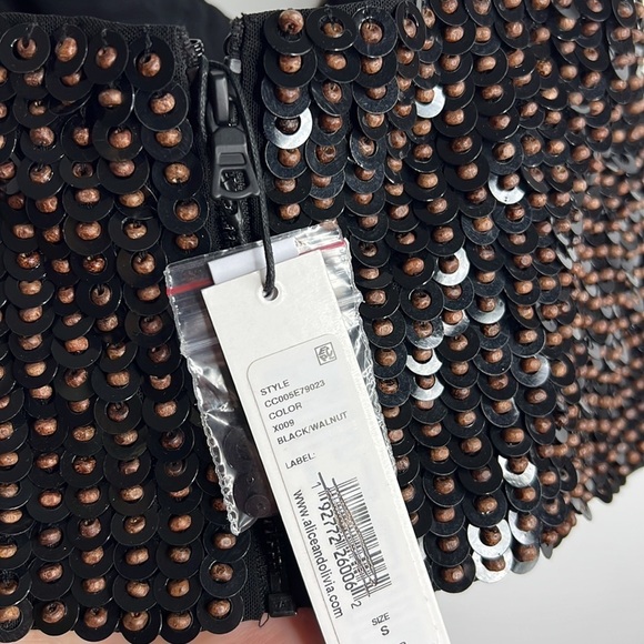 NWT Alice + Olivia Archer Black Beaded Sequin Crop Tank Top - Picture 7 of 11